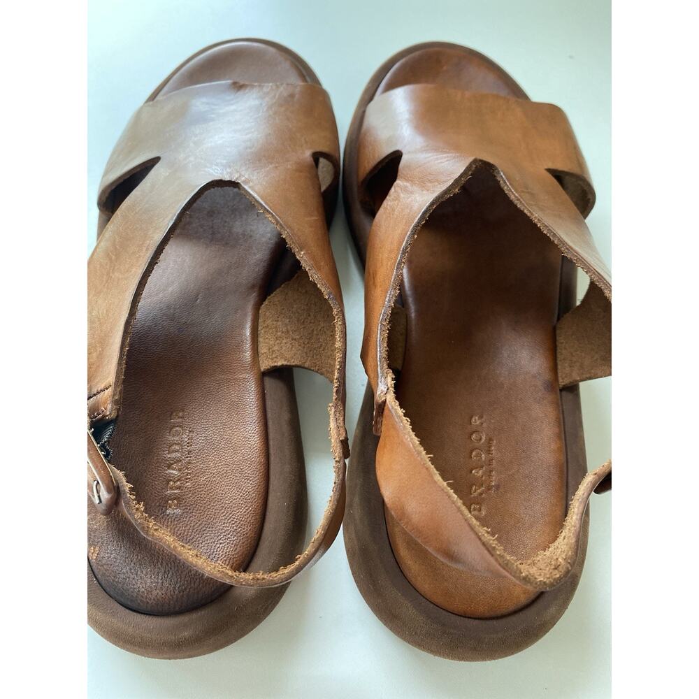 BRADOR $260 India Cigar Platform Sandal Brown Cognac Leather Made In Italy SZ 39 - Picture 8 of 15